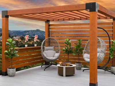 Wood Pergola with privacy